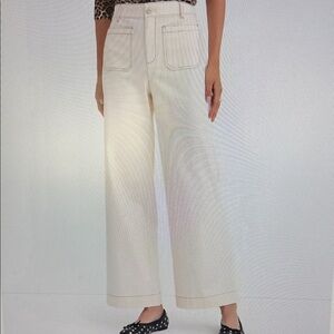LOFT Off-White Palmer Wide-Leg Trousers